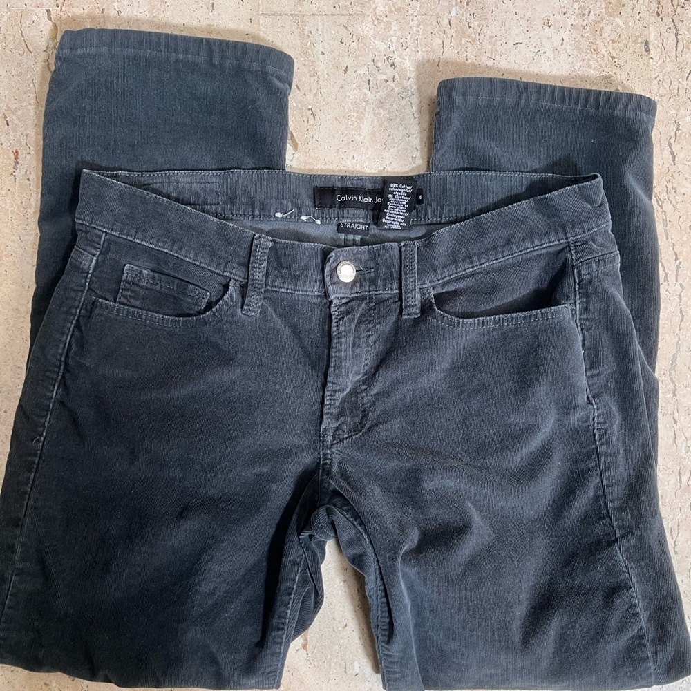 Calvin Klein Jeans Straight Corduroy Jeans Dark Gray/Black Women’s Size 6P - Picture 2 of 5